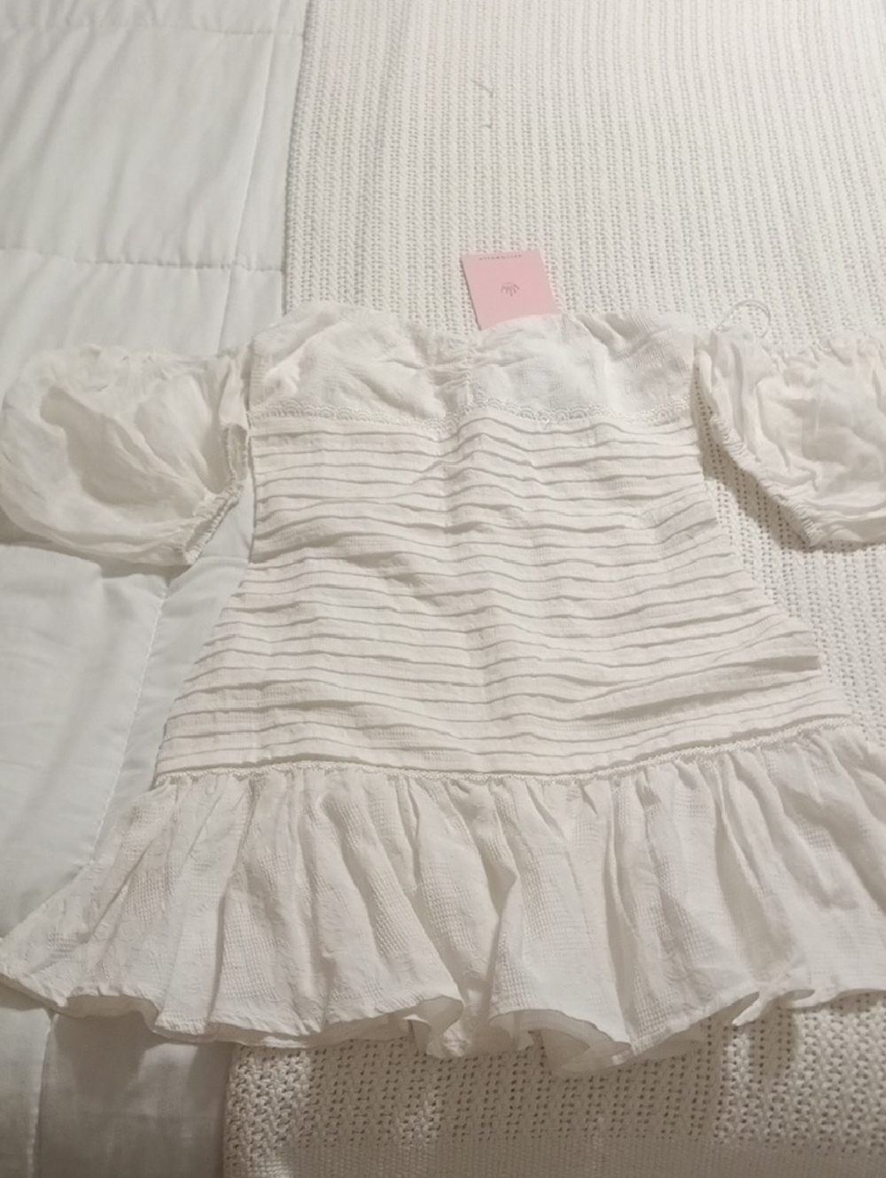 White Off-Shoulder Ruffled Mini Dress
